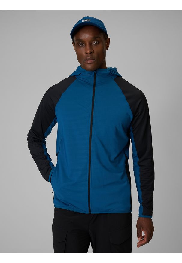 4f - 4F Bluza trekkingowa regular z kapturem męska - turkusowa M. Typ kołnierza: kaptur. Kolor: turkusowy. Długość: długie