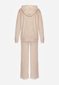 Renee - Jasnobeżowy Welurowy Komplet Dresowy z Bluzą i Szerokimi Spodniami Anelivs. Kolor: beżowy. Materiał: welur, dresówka #2