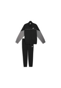 Puma - Męski dres z blokami kolorów z tkaniny PUMA. Kolor: zielony, brązowy, czarny, wielokolorowy. Materiał: dresówka, tkanina. Sport: fitness #1