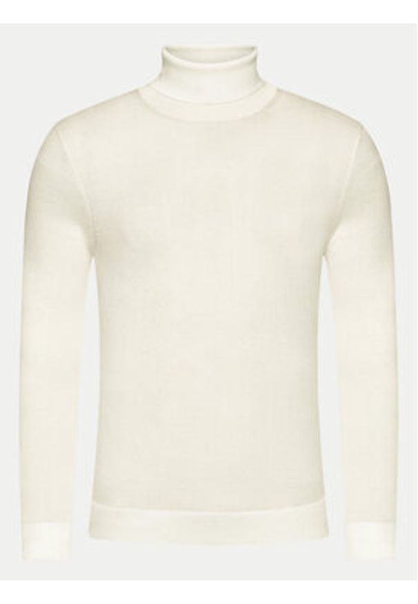Calvin Klein Golf Superior K10K110420 Écru Slim Fit. Typ kołnierza: golf. Materiał: wełna