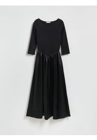 Reserved - Sukienka z ozdobnym dołem - czarny. Kolor: czarny. Materiał: dzianina, wiskoza #1