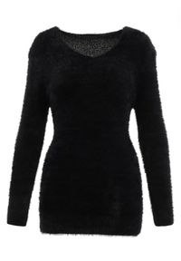 Born2be - Czarny Sweter Wełniany Panaris. Typ kołnierza: dekolt w serek. Kolekcja: plus size. Kolor: czarny. Materiał: wełna. Styl: klasyczny #3