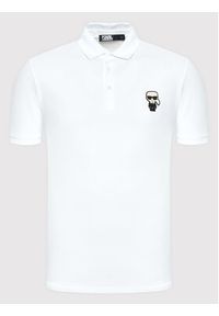 Karl Lagerfeld - KARL LAGERFELD Polo 745022 500221 Biały Regular Fit. Typ kołnierza: polo. Kolor: biały. Materiał: bawełna #3