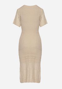 Born2be - Beżowa Ażurowa Sukienka z Wiskozą Zoriena. Okazja: na co dzień. Kolor: beżowy. Materiał: wiskoza. Długość rękawa: na ramiączkach. Wzór: ażurowy. Typ sukienki: proste. Styl: casual, elegancki, boho #6
