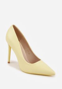 Born2be - Żółte Klasyczne Szpilki VICES o Gładkim Wykończeniu Selimya. Okazja: na co dzień, na ślub cywilny, do pracy, na wesele. Kolor: żółty. Materiał: jeans. Wzór: gładki. Obcas: na szpilce. Styl: klasyczny #9