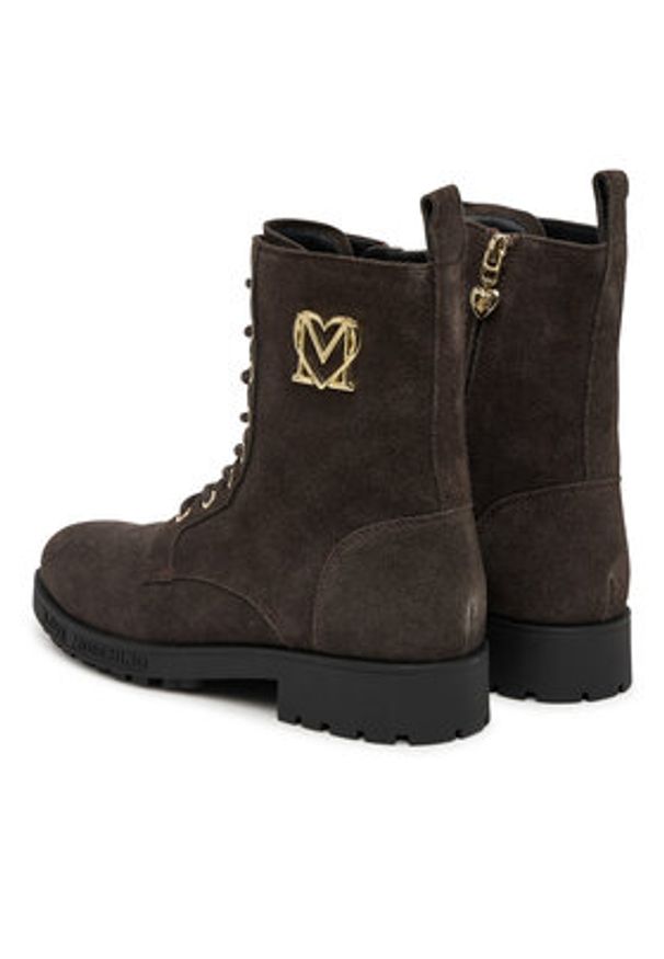 Love Moschino - LOVE MOSCHINO Trzewiki JA24254G0NIG0313 Brązowy. Kolor: brązowy. Materiał: zamsz, skóra