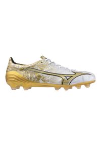 Buty piłkarskie Mizuno Alpha Japan. Zapięcie: sznurówki. Kolor: czarny, biały, wielokolorowy. Materiał: materiał. Szerokość cholewki: normalna. Sport: piłka nożna