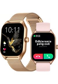 Smartwatch Rubicon Zegarek SMARTWATCH Rubicon RNCF03 r.gold mesh + pink silicone. Rodzaj zegarka: smartwatch. Materiał: mesh