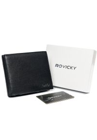 ROVICKY - Portfel męski czarny Rovicky N992-PZ-CCR-RFID-BLA. Kolor: czarny. Materiał: skóra
