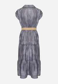 Born2be - Niebieska Sukienka Ozdobiona Plecionym Paskiem i Guzikami Filianea. Okazja: na co dzień. Kolor: niebieski. Materiał: jeans. Wzór: aplikacja. Styl: casual, elegancki #5