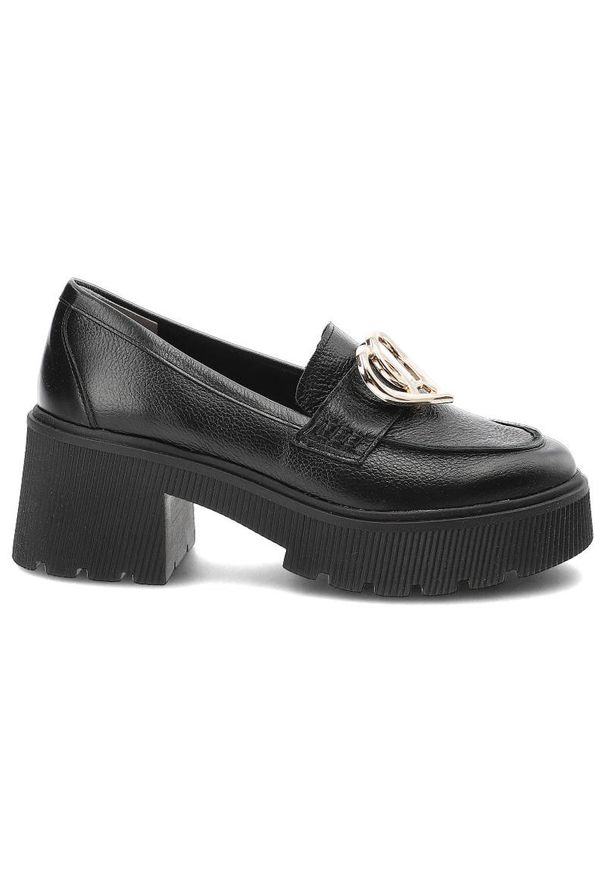 Czarne Półbuty Armodo Eleganckie Buty Damskie. Okazja: na spotkanie biznesowe, na co dzień. Kolor: czarny. Materiał: skóra. Obcas: na obcasie. Styl: elegancki. Wysokość obcasa: średni