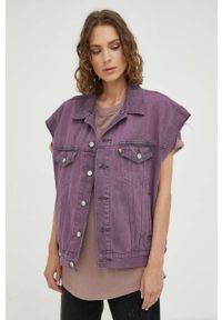 Levi's® - Levi's bezrękawnik jeansowy kolor fioletowy przejściowy. Okazja: na spotkanie biznesowe. Kolor: fioletowy. Materiał: jeans. Długość rękawa: bez rękawów. Styl: biznesowy #8