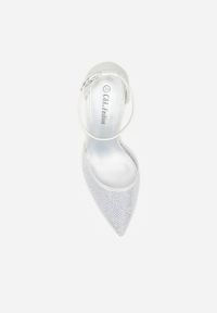 Renee - Srebrne Czółenka na Słupku z Cyrkoniami i Brokatem Myriani. Zapięcie: sprzączka. Kolor: srebrny. Materiał: jeans. Obcas: na słupku. Styl: elegancki #6