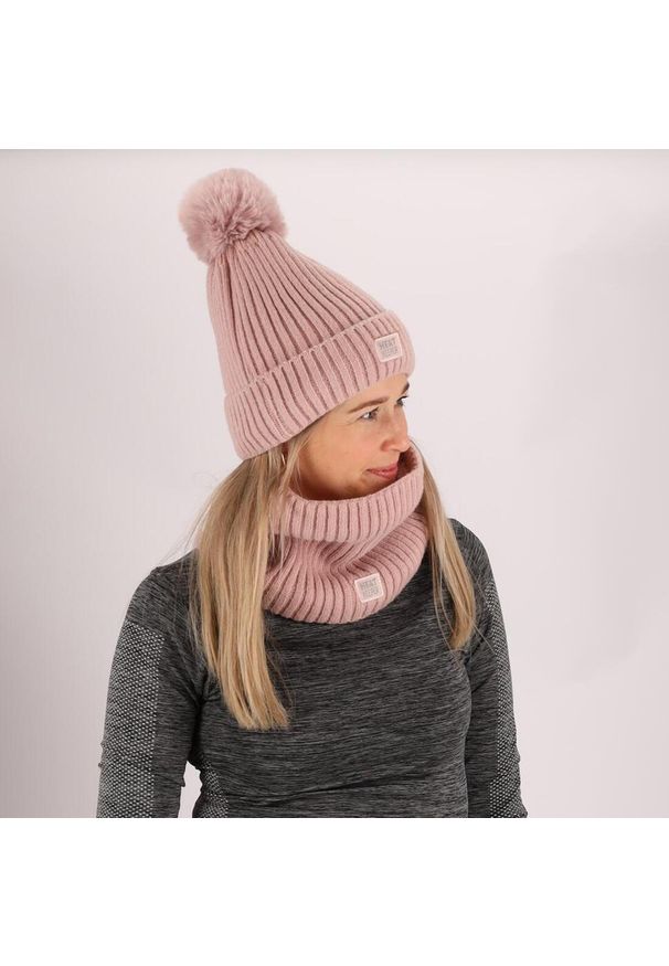 HEAT KEEPER - Czapka termiczna + pompon, damska Onesize - 4 sztuki. Kolor: różowy. Materiał: poliester, elastan. Sezon: zima. Styl: sportowy