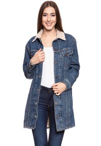 Lee - DAMSKA KURTKA JEANSOWA LEE SHERPA DUSTER DARK STONE L54ERDSS. Materiał: jeans