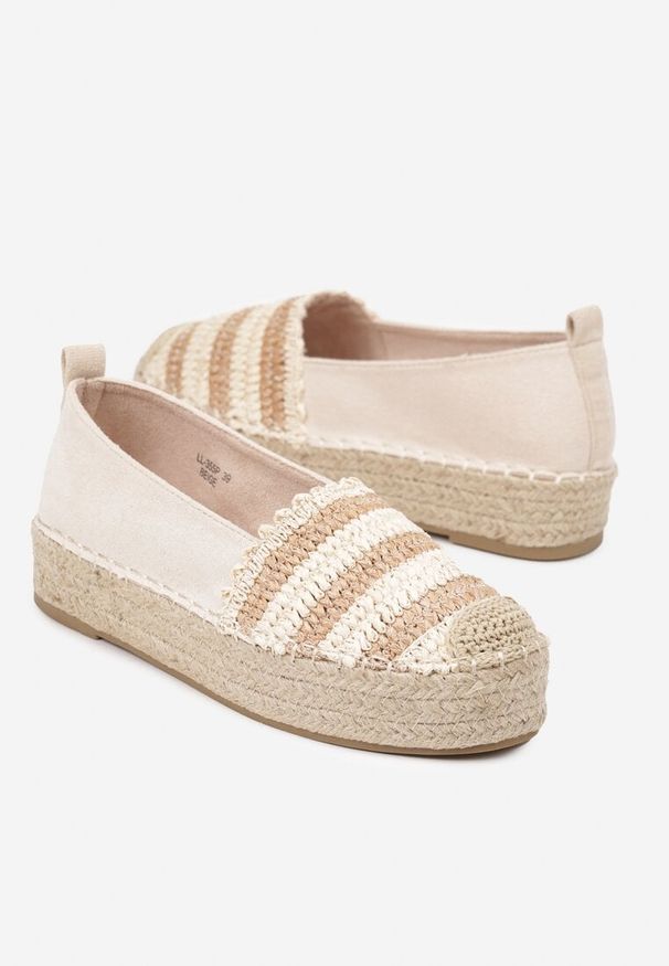 Born2be - Beżowe Espadryle na Grubej Plecionej Podeszwie Leline. Okazja: na co dzień. Kolor: beżowy. Styl: casual
