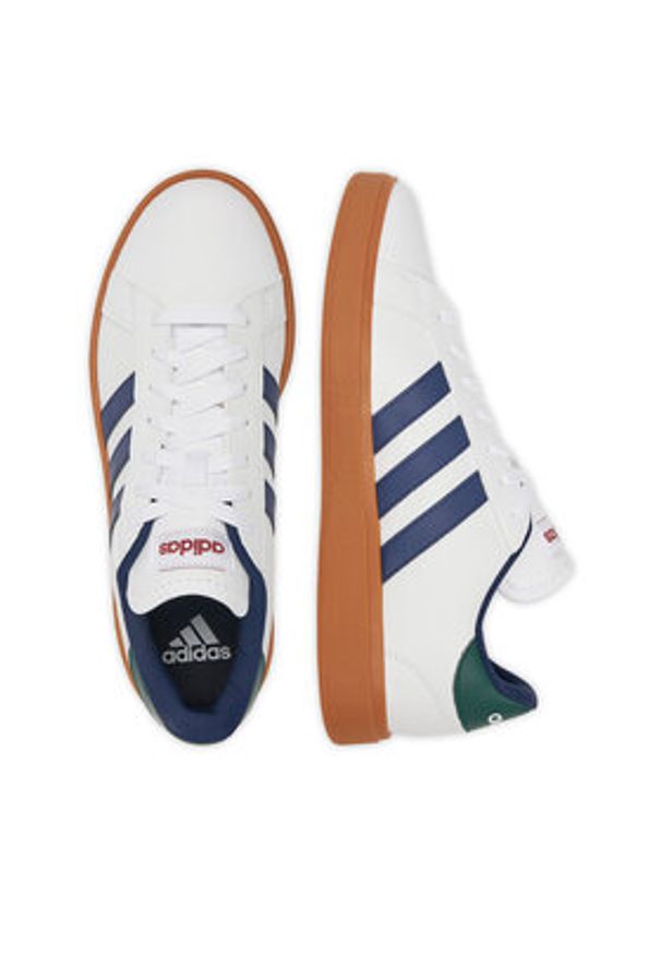 Adidas - adidas Sneakersy GRAND COURT BASE 2.0 JH8614 Biały. Kolor: biały. Materiał: skóra
