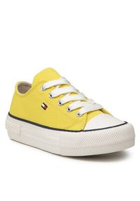 TOMMY HILFIGER - Tommy Hilfiger Trampki Low Cut Lace-Up Sneaker T3A4-32118-0890 M Żółty. Kolor: żółty. Materiał: materiał #3