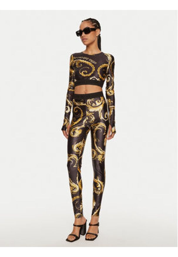 Versace Jeans Couture Bluzka 77HAH218 JS360 Czarny Slim Fit. Kolor: czarny. Materiał: syntetyk