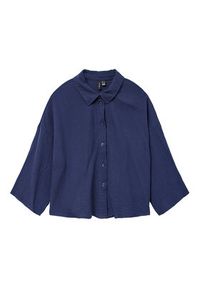 Vero Moda Koszula Natali 10279685 Granatowy Standard Fit. Kolor: niebieski. Materiał: bawełna #3