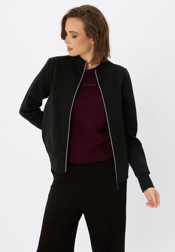 Volcano - Bluza ze stójką B-YASMIN. Okazja: na co dzień. Typ kołnierza: kołnierzyk stójkowy. Kolekcja: plus size. Materiał: poliester, elastan, bawełna, materiał, jeans. Styl: casual