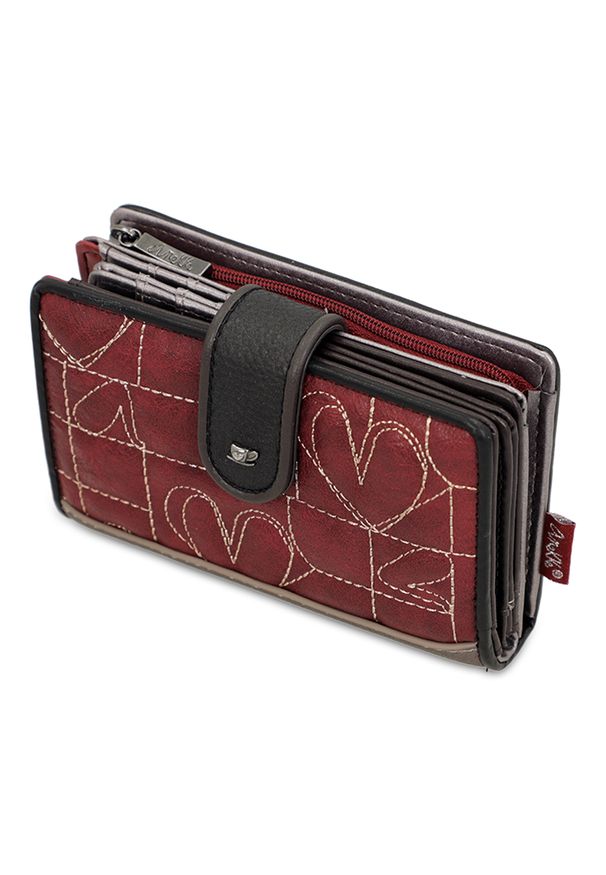 Brązowy Damski Portfel Anekke Z Laleczką. Kolor: brązowy. Materiał: materiał. Wzór: aplikacja