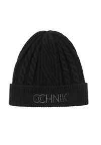 Ochnik - Czarna czapka damska z logo OCHNIK. Kolor: czarny. Materiał: akryl. Wzór: aplikacja #2