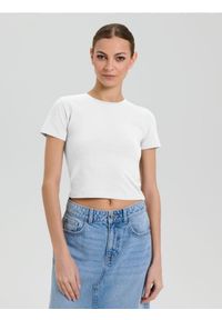 Sinsay - Crop top - biały. Kolor: biały
