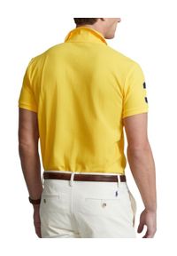 Ralph Lauren - RALPH LAUREN - Żółta koszulka polo Custom Slim Fit. Typ kołnierza: polo. Kolor: żółty. Materiał: bawełna, mesh. Wzór: aplikacja, haft, kolorowy, ze splotem #2