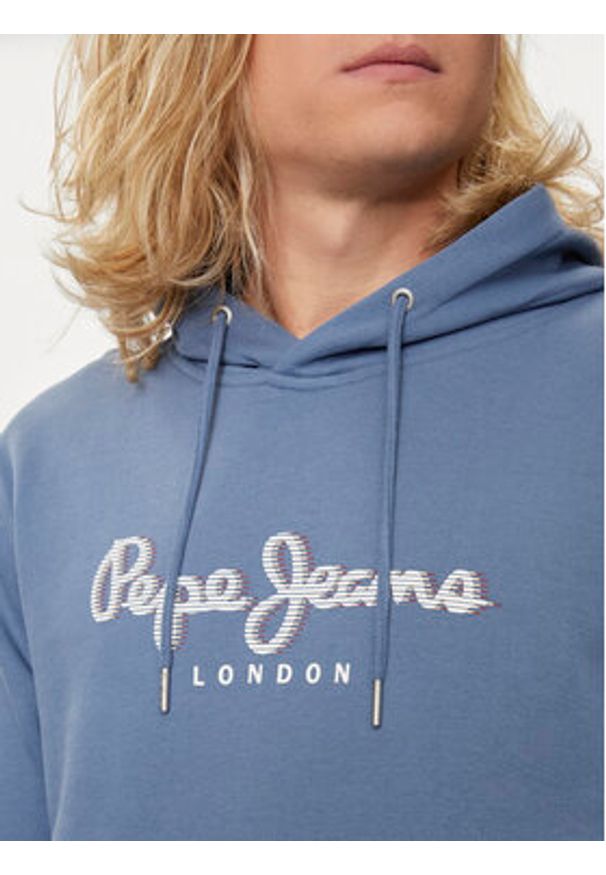 Pepe Jeans Bluza Saul PM582695 Niebieski Regular Fit. Kolor: niebieski. Materiał: bawełna