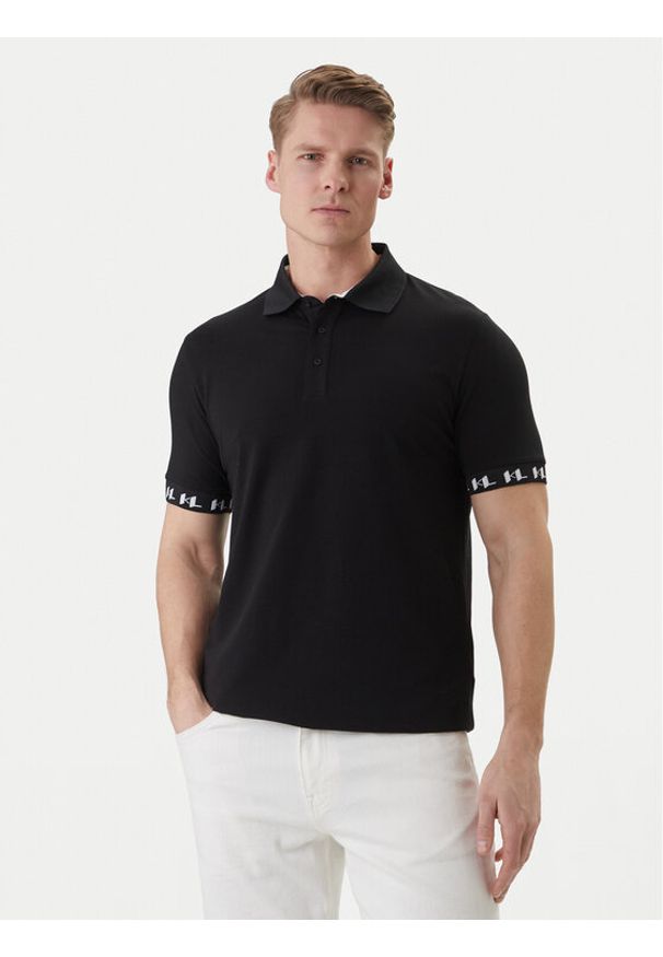 Karl Lagerfeld - KARL LAGERFELD Polo 745020 562221 Czarny Regular Fit. Typ kołnierza: polo. Kolor: czarny. Materiał: bawełna