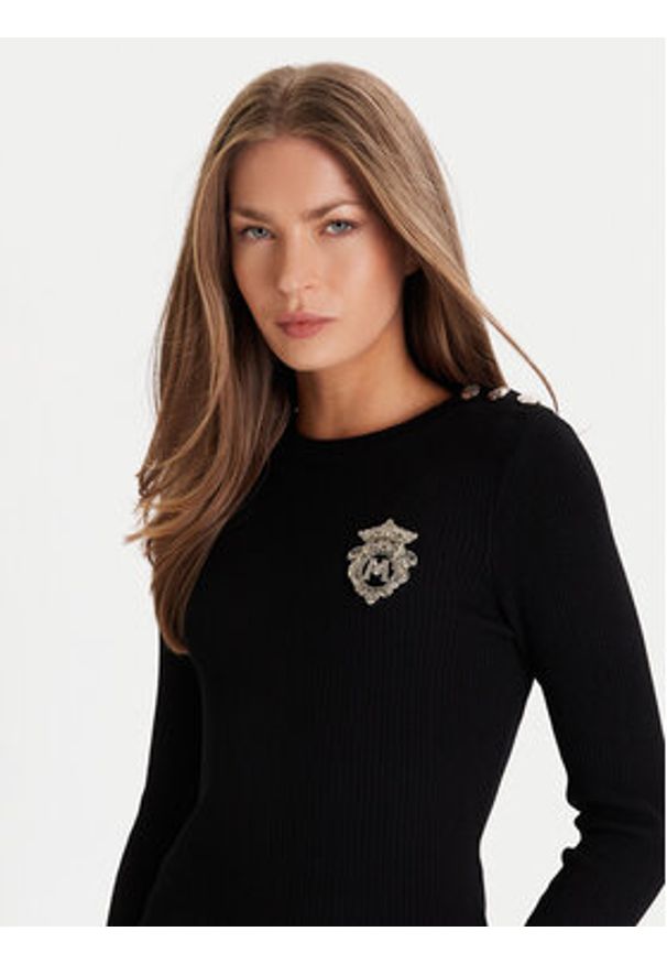 Morgan Sweter 252-MRAYU Czarny Slim Fit. Kolor: czarny. Materiał: syntetyk