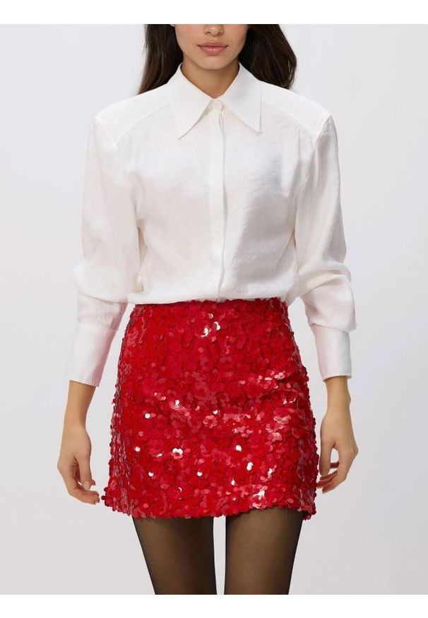 Reserved - Cekinowa spódnica mini - czerwony. Kolor: czerwony. Materiał: tkanina