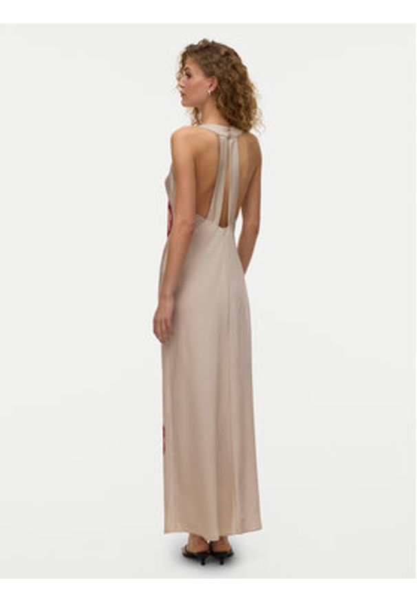 Vero Moda Sukienka letnia Reba 10345415 Beżowy jasny Regular Fit. Kolor: beżowy. Materiał: syntetyk. Sezon: lato
