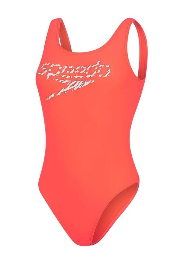 Strój Kąpielowy Speedo Logo U-back - Siren Czerwony/Biały - Rozmiar 30. Kolor: czerwony. Wzór: motyw zwierzęcy, nadruk