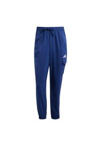 Adidas - Spodnie Essentials Small Logo Cargo. Kolor: niebieski, wielokolorowy, biały. Materiał: materiał. Sport: fitness