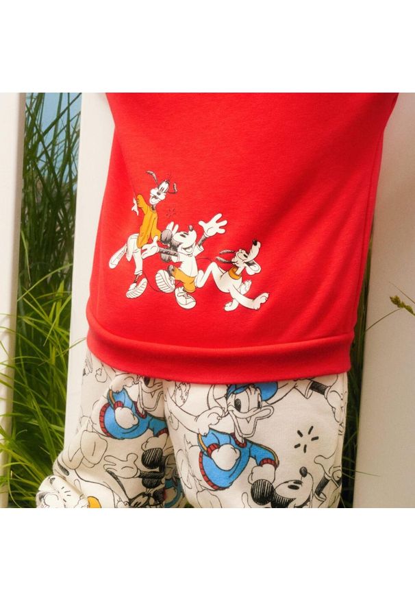Adidas - Zestaw adidas x Disney Mickey Mouse Crewneck and Jogger. Okazja: na uczelnię. Kolor: czerwony, biały, wielokolorowy, czarny. Materiał: dresówka. Wzór: motyw z bajki. Styl: sportowy
