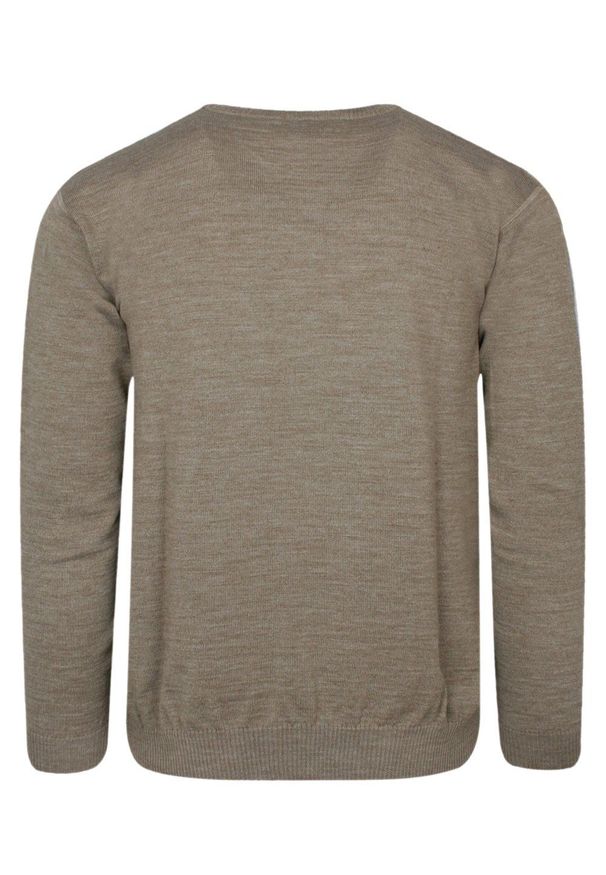 Max Sheldon - Sweter Beżowy, Dekolt w Serek (V-neck), Męski - MAX SHELDON. Typ kołnierza: dekolt w serek. Kolor: beżowy, brązowy, wielokolorowy. Materiał: akryl, wełna. Sezon: zima, jesień. Styl: klasyczny