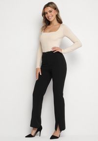 Born2be - Czarne Eleganckie Spodnie z Wiskozą i Wysokim Stanem Tatilira. Okazja: na co dzień. Stan: podwyższony. Kolor: czarny. Materiał: wiskoza. Styl: elegancki #3