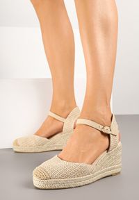 Born2be - Ciemnobeżowe Sandały w Stylu Espadryli na Plecionym Koturnie Reflara. Okazja: na co dzień. Kolor: beżowy. Obcas: na koturnie. Styl: klasyczny, casual, boho, elegancki