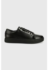 Calvin Klein sneakersy skórzane kolor czarny. Nosek buta: okrągły. Zapięcie: sznurówki. Kolor: czarny. Materiał: skóra
