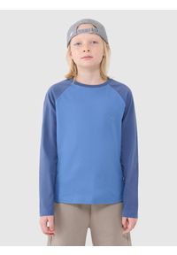 4f - 4F Longsleeve regular gładki chłopięcy - niebieski 134 (8-9 lat). Okazja: na co dzień. Kolor: niebieski. Materiał: jersey, bawełna, dzianina. Długość rękawa: długi rękaw. Długość: długie. Wzór: gładki. Sezon: lato. Styl: sportowy, klasyczny, casual #1