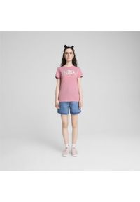 Puma - Damska koszulka z nadrukiem PUMA SQUAD PUMA Mauved Out Pink. Kolor: różowy. Wzór: nadruk. Sport: joga i pilates