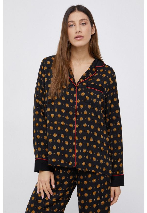 DKNY - Dkny - Piżama. Kolor: czarny. Materiał: tkanina