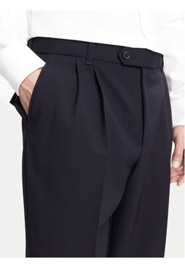 BOSS Spodnie materiałowe C-Perin-DPL 50545822 Granatowy Tapered Fit. Kolor: niebieski. Materiał: wełna