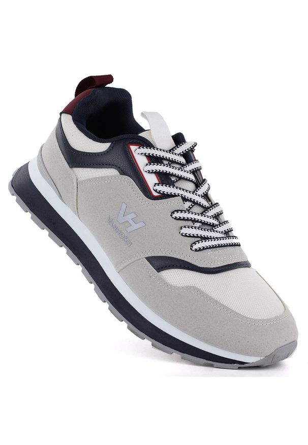 Półbuty sportowe męskie sneakersy szare Vanhorn WN32306. Okazja: na co dzień. Kolor: szary. Materiał: tkanina. Styl: sportowy
