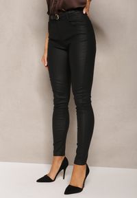 Renee - Czarne Spodnie z Ekoskóry o Fasonie Skinny Sonowa. Stan: podwyższony. Kolor: czarny #4