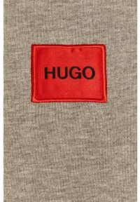 Hugo - Bluza bawełniana. Typ kołnierza: bez kaptura. Kolor: szary. Materiał: bawełna. Długość rękawa: długi rękaw. Długość: długie. Wzór: aplikacja #3