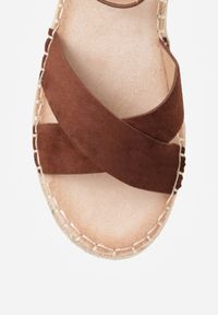 Renee - Brązowe Sandały z Plecionki w Stylu Boho VICES z Paskami w Kształcie X Nahmala. Okazja: na co dzień. Zapięcie: pasek. Kolor: brązowy. Wzór: paski, aplikacja. Sezon: lato. Styl: boho #4