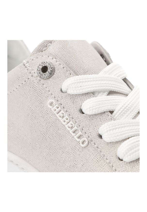 CheBello - Srebrne Półbuty Chebello Modne Obuwie Damskie. Zapięcie: sznurówki. Kolor: srebrny. Materiał: materiał. Styl: elegancki, klasyczny